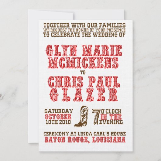 Western Hochzeit Einladung (Vorderseite)