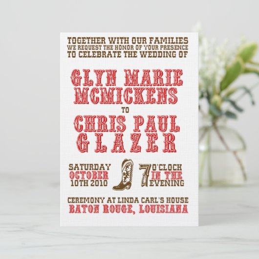 Western Hochzeit Einladung (Stehend Vorderseite)