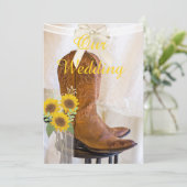 Western Hochzeit Einladung mit Sonnenblumen (Stehend Vorderseite)
