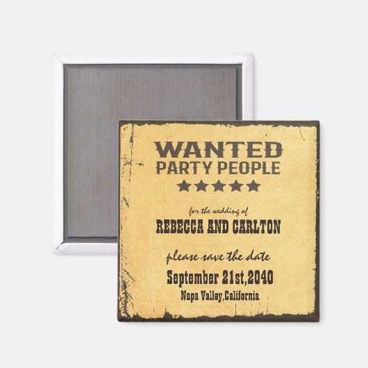 Western Hochzeit Gewollt Party Menschen Save the D Magnet (Vorderseite/Rückseite)