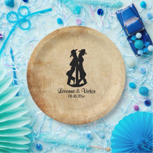 Western Hochzeit Personalisiert Pappteller (Party)