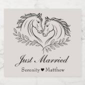 Western Hochzeit Pferd Rustikales Land nur verheir Schaumweinetikett (Einzelnes Label)