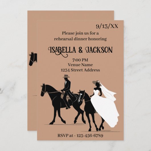 Western Hochzeit Probe Dinner Einladung (Vorne/Hinten)