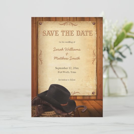 Western-Hochzeit speichern Sie das Datum Save The Date (Stehend Vorderseite)