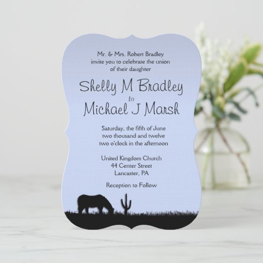 Western Hochzeit Thema Einladung (Stehend Vorderseite)