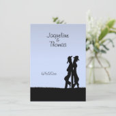 Western Hochzeit Thema Einladung Blue (Stehend Vorderseite)