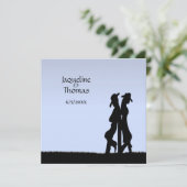 Western Hochzeit Thema Einladung Blue (Stehend Vorderseite)
