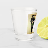 Western-Hochzeits-Cowboy-Bräutigam und Braut Schnapsglas (Links)