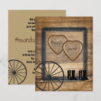 Western Hochzeitseinladung, Wagenrad Einladung