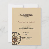 Western Hochzeitskleid, Stiefel Wagenrad Einladung (Rückseite)