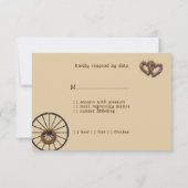 Western Hochzeitskleid, Stiefel Wagenrad RSVP Karte (Rückseite)