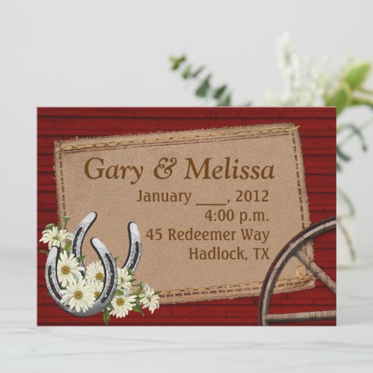 Western Hochzeitsvorlage Einladung (Stehend Vorderseite)