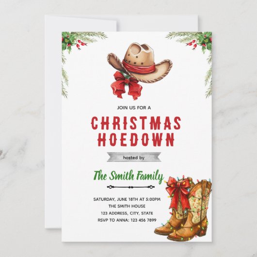Western Hoedown Christmas Party invitation Einladung (Vorderseite)
