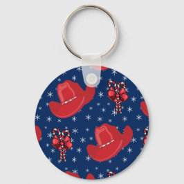 Western Holiday Cowboy Hats und Candy Canes Schlüsselanhänger