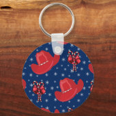 Western Holiday Cowboy Hats und Candy Canes Schlüsselanhänger (Vorderseite)