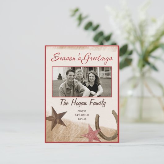 Western Holiday Foto Postkarte (Stehend Vorderseite)