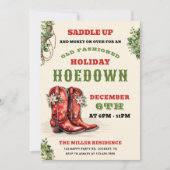 Western Holiday Hoedown, Christmas Country Cowboy Einladung (Vorderseite)