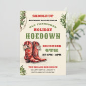 Western Holiday Hoedown, Christmas Country Cowboy Einladung (Stehend Vorderseite)