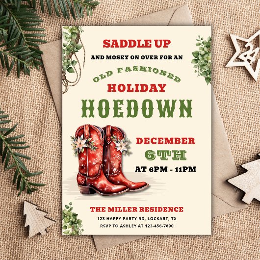 Western Holiday Hoedown, Christmas Country Cowboy Einladung