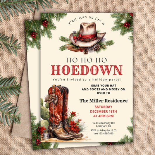 Western Holiday Hoedown, Christmas Country Cowboy Einladung
