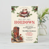 Western Holiday Hoedown, Christmas Country Cowboy Einladung (Stehend Vorderseite)