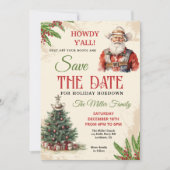 Western Holiday Hoedown Einladung, Cowboy Santa Save The Date (Vorderseite)