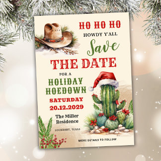Western Holiday Hoedown, Weihnachtsmannmütze Cowbo Save The Date