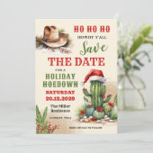 Western Holiday Hoedown, Weihnachtsmannmütze Cowbo Save The Date (Stehend Vorderseite)
