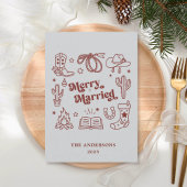 Western Holiday Merry Married Wedding Dankeskarte