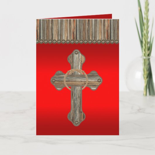 Western Holzschnitzel Barnwood Conchos Holiday Karte (Vorderseite)