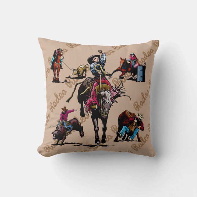 Western Home Decor Rodeo Events Throw Pillow Kissen (Vorderseite)