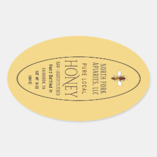 Western Honeybee Honey Queenline Jar Oval Label Ovaler Aufkleber