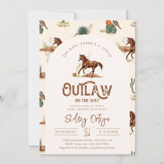 Western Horse Baby Dusche Einladung (Vorderseite)