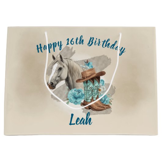 Western Horse Birthday Gift Bag –  Große Geschenktüte (Vorderseite)