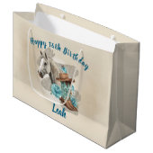 Western Horse Birthday Gift Bag –  Große Geschenktüte (Vorderseite Schrägansicht)