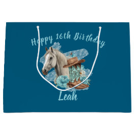 Western Horse Birthday Gift Bag – Navy  Große Geschenktüte