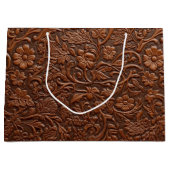 Western Horse Birthday Gift Bag – Tooled Leather Große Geschenktüte (Vorderseite)