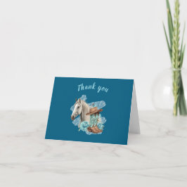 Western Horse Birthday Thank You Card – Navy Dankeskarte