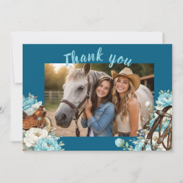 Western Horse Birthday Thank You Card – Navy Dankeskarte