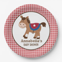 Western Horse Boy Babydusche Papierplatte