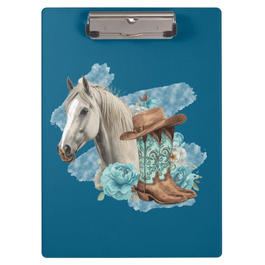 Western Horse Clipboard- Navy Klemmbrett (Vorderseite)
