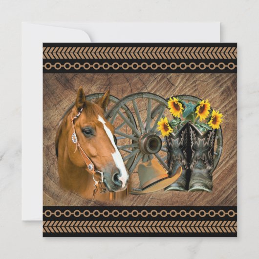 Western Horse Cowboy Boots Cowboy Hat Wagon Wheel (Vorderseite)