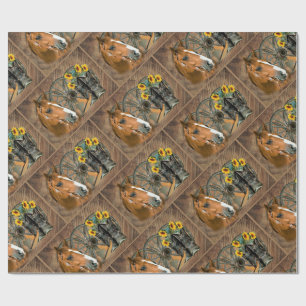 Western Horse Cowboy Boots Cowboy Hat Wagon Wheel Geschenkpapier