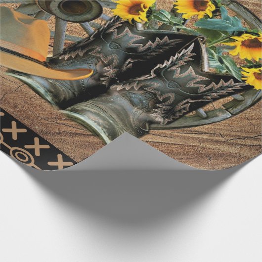 Western Horse Cowboy Boots Cowboy Hat Wagon Wheel Geschenkpapier (Ecke)