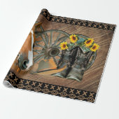 Western Horse Cowboy Boots Cowboy Hat Wagon Wheel Geschenkpapier (Ungerollt)