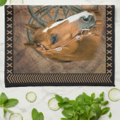 Western Horse Cowboy Boots Cowboy Hat Wagon Wheel Geschirrtuch (Gefaltet)