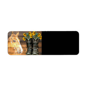 Western Horse Cowboy Boots Sonnenblumen Barn Board