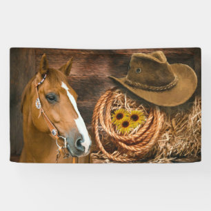 Western Horse Cowboy Hat Lasso Sonnenblumen Banner
