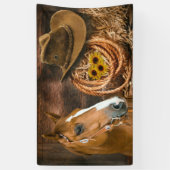 Western Horse Cowboy Hat Lasso Sonnenblumen Banner (Vertikal)