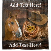 Western Horse Cowboy Hat Lasso Sonnenblumen Dusche Duschvorhang (Vorderseite)